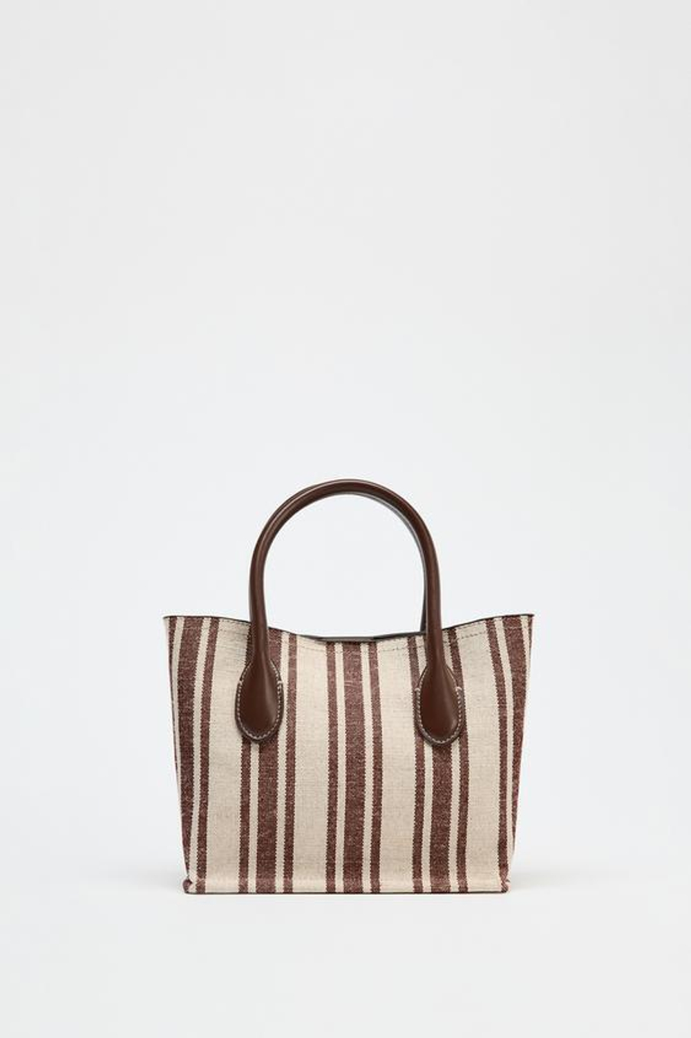 ZARA ХОЛЩОВАЯ СУМКА В ПОЛОСКУ, КОРИЧНЕВЫЙ