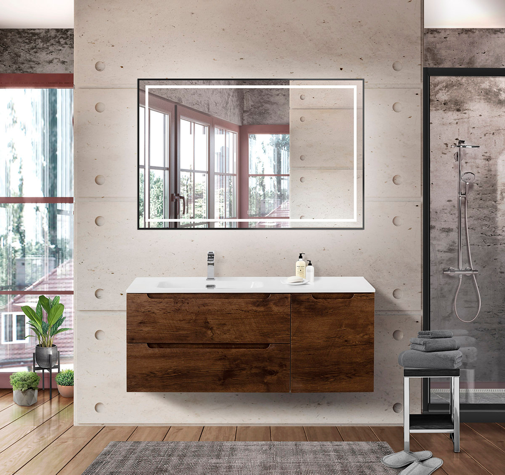 Подвесная тумба с раковиной BelBagno ETNA 120 Rovere Moro левая, ETNA-1200-2C-1A-SO-RW-L + BB1200ETL-L