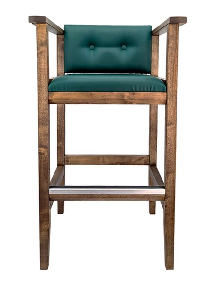 Кресло бильярдное (мягкое сиденье + мягкая спинка, цвет изумрудно-зеленый + береза коньяк)