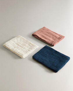 ZARA HOME НАБОР ДЕТСКИХ МУСЛИНОВЫХ САЛФЕТОК, ЭКРЮ