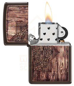 Зажигалка Zippo 49184 Wood Mandala Design, Brown Matte