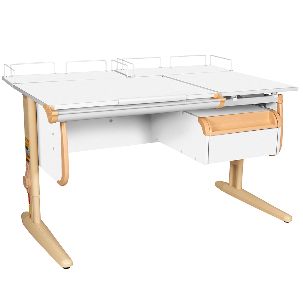 Растущая парта Дэми СУТ 25 с задними полками СУТ.15.210 и навесной тумбой (1200×880 мм)