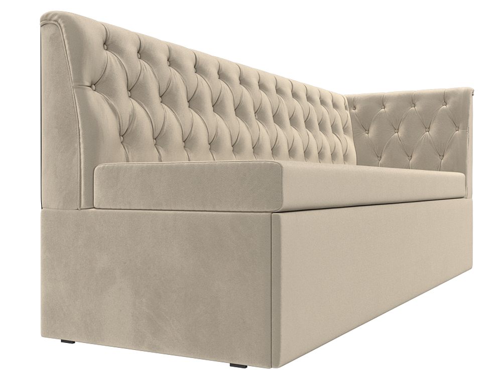 Диван кухонный прямой Маркиз с углом справа, Бежевый, Микровельвет, 112831