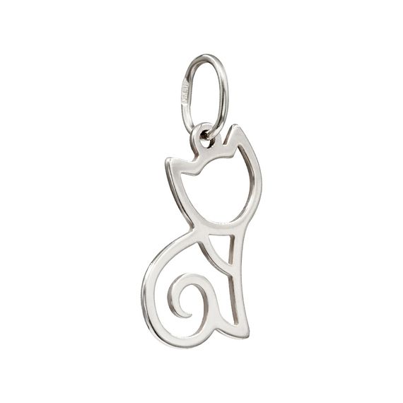 Котик на шею с воротничком - подвеска из серебра 925 пробы, вид сзади полубоком