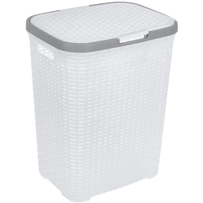 Корзина для белья 40л. с крышкой белая