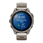 Спортивные часы Garmin fenix 8, 47 мм, AMOLED, сапфир, титановый блочный браслет, силиконовый ремешок цвета чёрный/«серая галька» Безель из титана, AMOLED-дисплей. Титановый блочный браслет с раскладывающейся застёжкой и силиконовый ремешок с классической