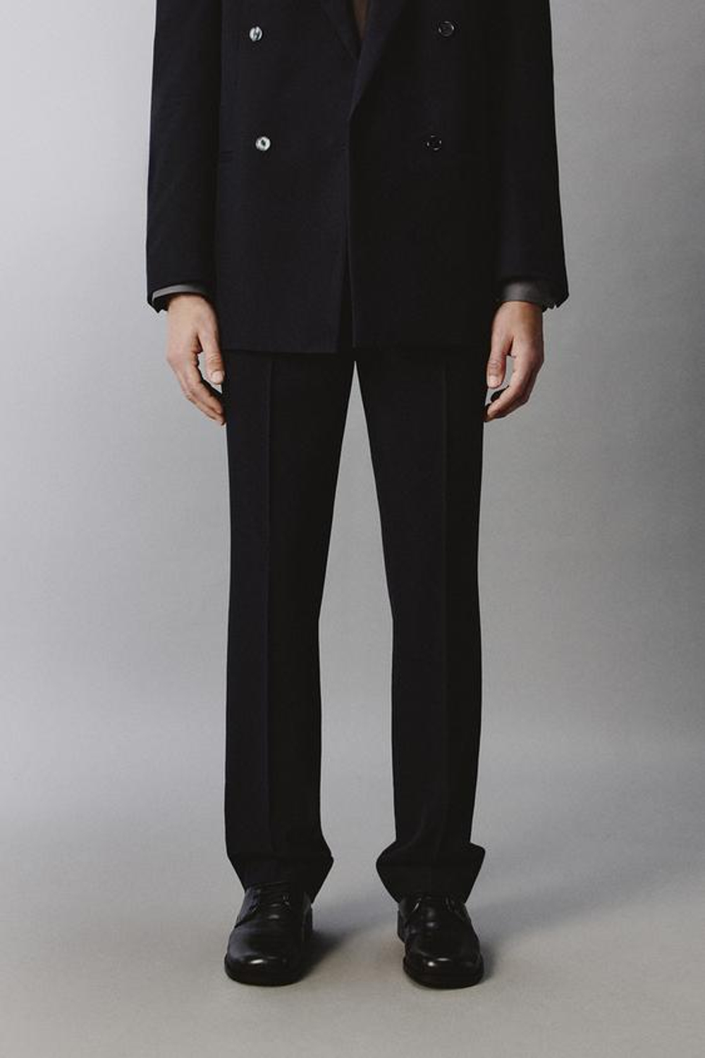 ZARA КОСТЮМНЫЕ БРЮКИ STRAIGHT FIT ИЗ ШЕРСТИ LIMITED EDITION, МОРСКОЙ СИНИЙ