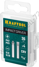 KRAFTOOL 36 мм, 4 шт, Набор бит для ударной отвертки (25551)