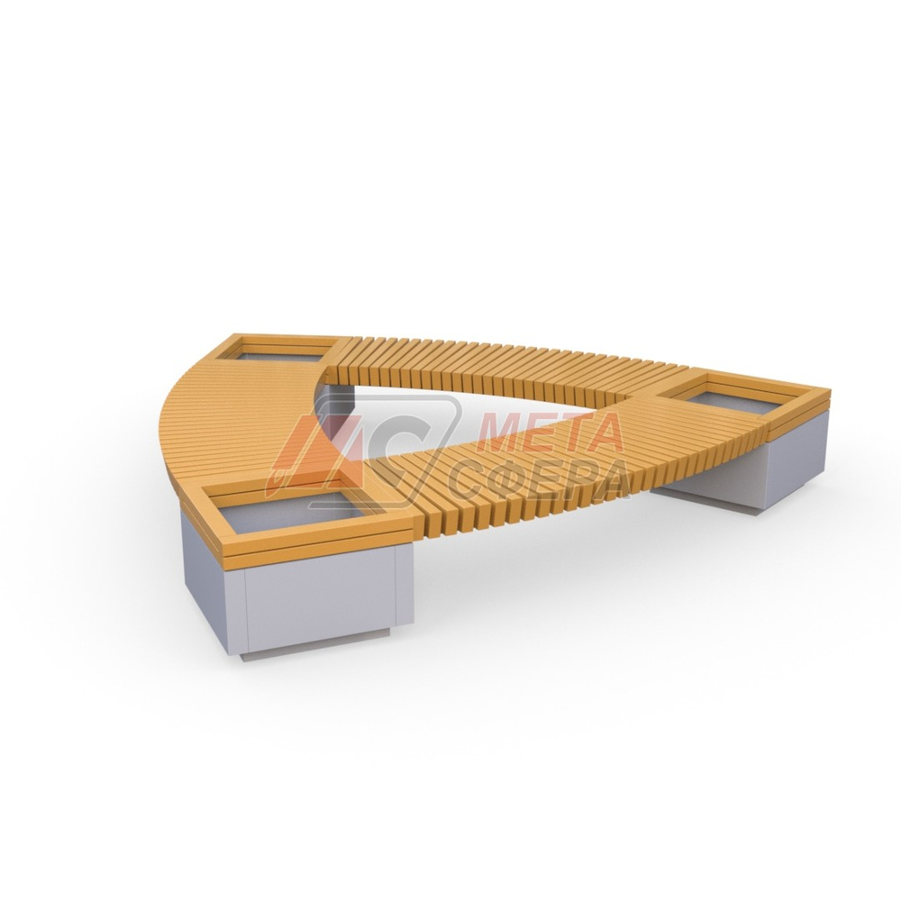 Лавка Rail Road 02 Треугольник с 3-мя вазонами