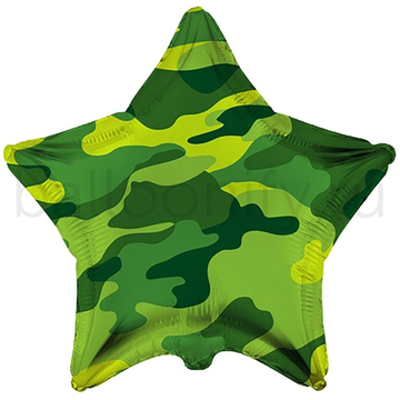 Фольгированная фигура, звезда с рисунком, Камуфляж, 18"/46СМ