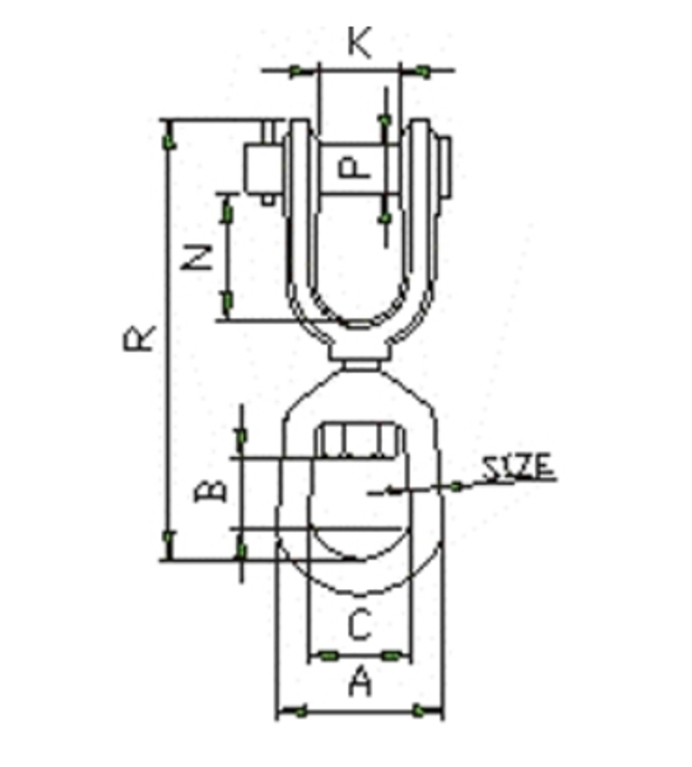 Вертлюг такелажный петля-вилка 5/8" (2358кг)