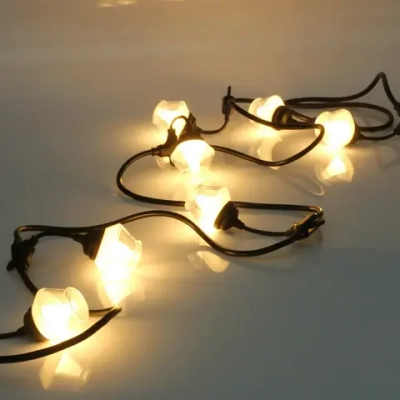 Гирлянда для улицы НИТЬ «Spectrum» 5 м 10 ламп LED (5*6 см), черный провод, авторежим, IP-65, Теплый белый (возможность соединения)