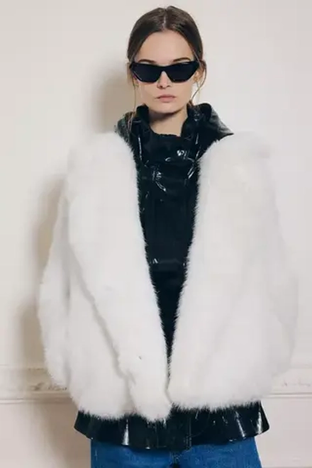 ZARA КУРТКА ИЗ ИСКУССТВЕННОГО МЕХА — ZW COLLECTION, ЭКРЮ