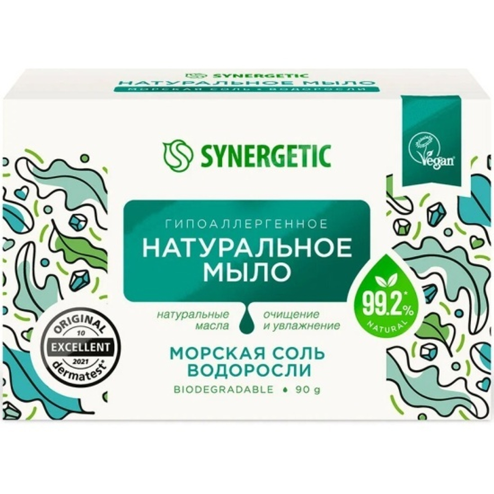 "SYNERGETIC" Натуральное мыло "Морская соль и Водоросли" 90г