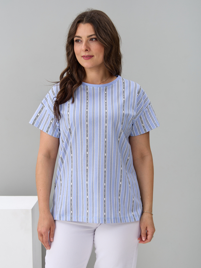 Футболка Фк-127/голубой-полоскабуквы