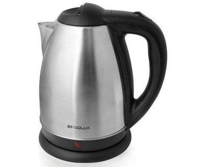 Чайник электр. ERGOLUX ELX-KS01-C72 нерж.сталь, диск 1.8л, индикатор, 220V 2300W матово-черный