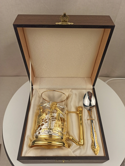 Подстаканник Нефтяники с позолотой