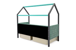 Детская кровать-домик мягкий Бельмарко Svogen графит-мятный