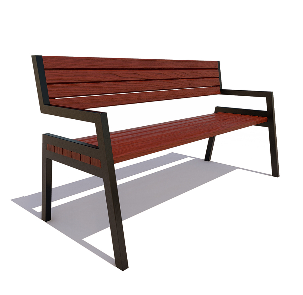 Скамейка стальная "Дубна" сосна 1,8м, махагон