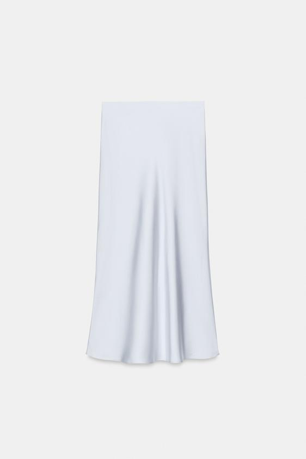 ZARA АТЛАСНАЯ ЮБКА МИДИ, СЕРО-СИНИЙ