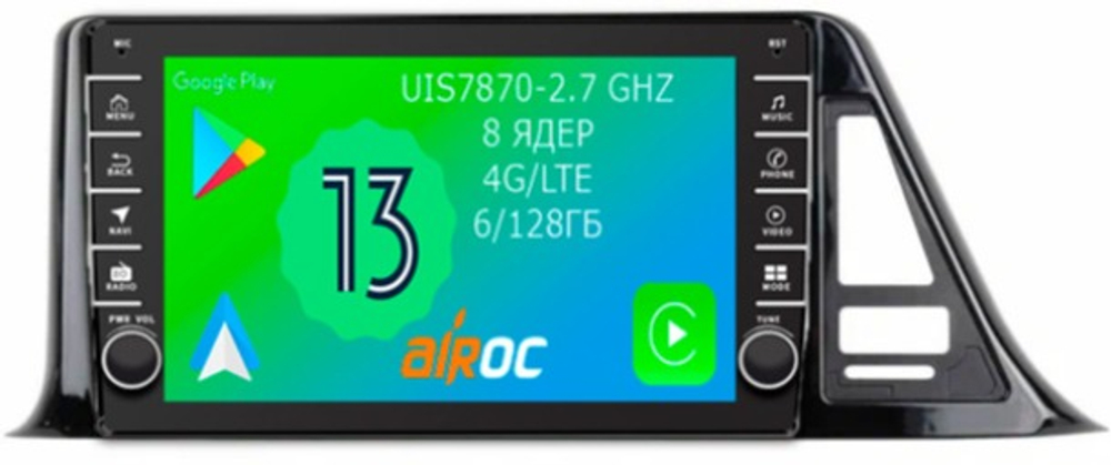 Магнитола для Toyota C-HR 2016-2022 (левый руль, взамен 230х130мм) - Airoc AB-1124 (кнопки и крутилки), Android 13, TS20, 6/128Гб, SIM-слот, CarPlay