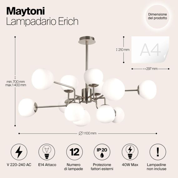 Подвесная люстра Maytoni Erich MOD221-PL-12-N