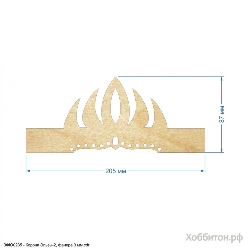 Шаблон &#39;&#39;Корона Эльзы-2&#39;&#39; , фанера 3 мм (1уп = 5шт)