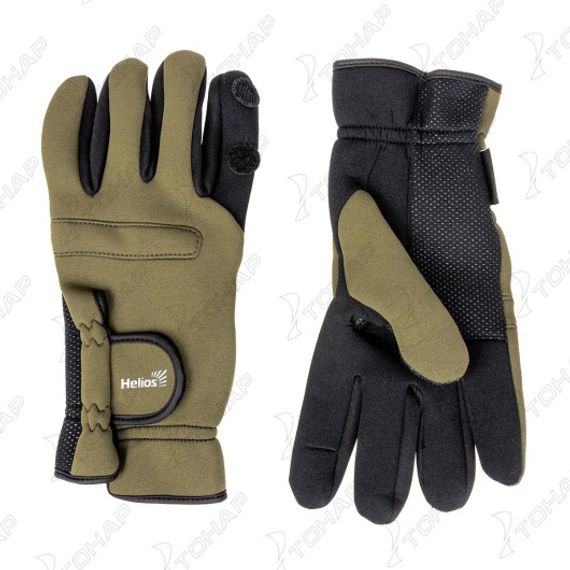 Перчатки Helios рыбацкие неопрен. Хаки р. L