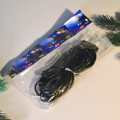 Удлинитель для домашней гирлянды 1,5м, зеленый провод "Серпантин"