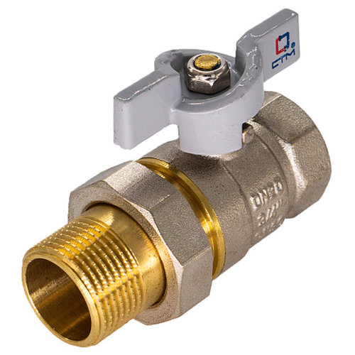 Кран CTM шар. 1" с накид. гайкой бабочка СТАНДАРТ CWAFM001