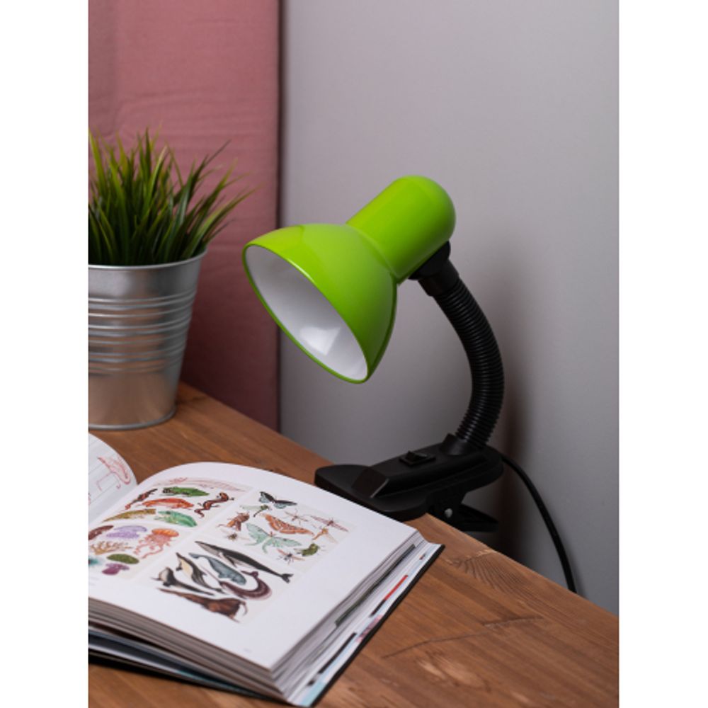 Настольный светильник ЭРА N-212-Е27-40W-GR на прищепке зелёный