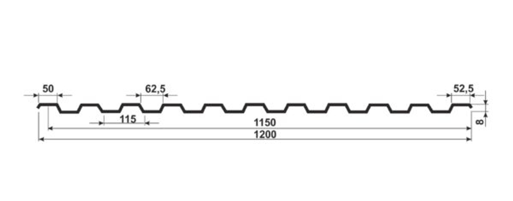 Профлист С8 для забора 2000/1200мм (Зеленый RAL6005)