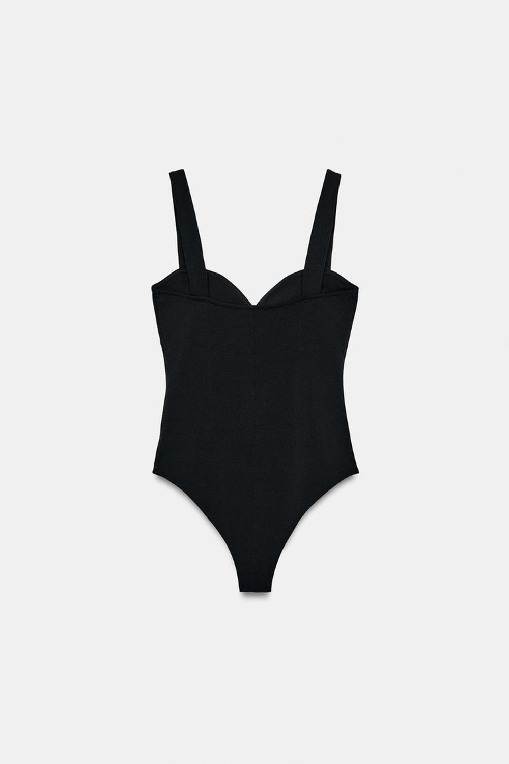 ZARA БОДИ С ВЫРЕЗОМ СЕРДЕЧКОМ НА БРЕТЕЛЯХ, ЧЕРНЫЙ