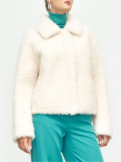 Шуба чебурашка тедди из шерсти, белая, SilverFox