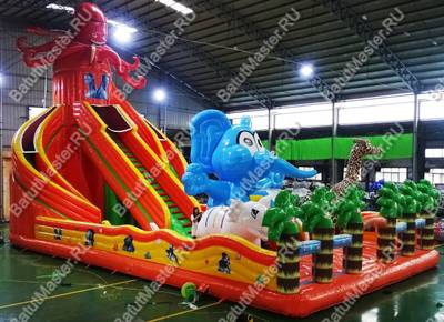 Коммерческий надувной батут "Африканские приключения" 18*9*6 м
