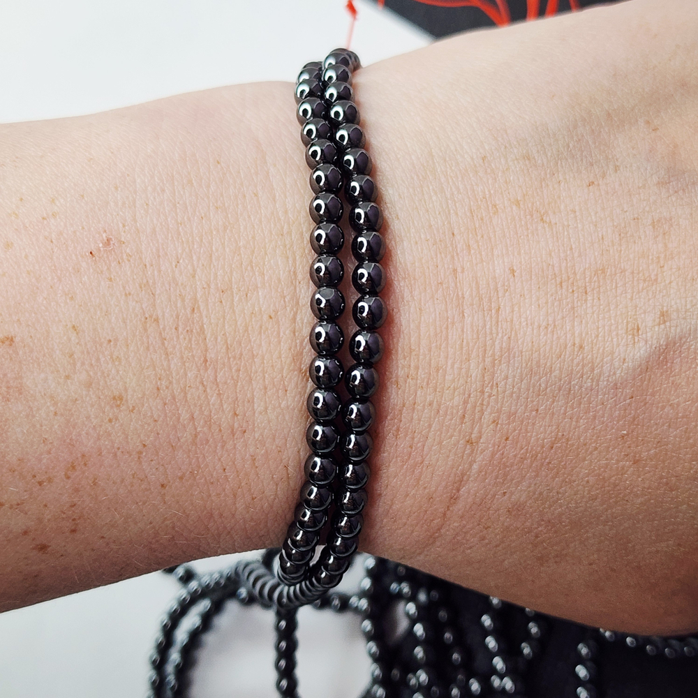 Бусины, гематит, гематин, шарик, р-р 4мм, цена за нить 39 см