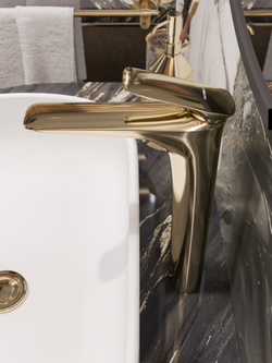 Смеситель для раковины STWORKI Молде S23020GG глянцевое золото