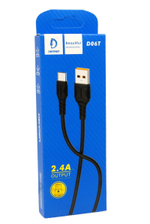 Кабель USB - TypeC DENMEN D06T 2.4A (черный) 1м