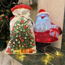 Мешок новогодний подарочный Деда Мороза 30*50 см х/б "Снеговик и елка" LAV (ANNA LUKOSHINA)