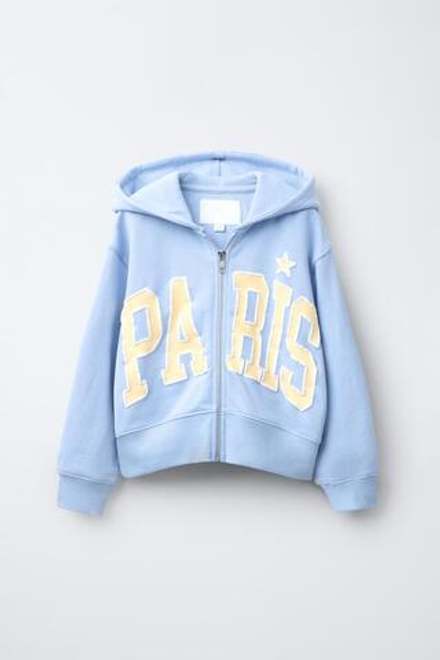 ZARA ТОЛСТОВКА VARSITY НА МОЛНИИ, ГОЛУБОЙ