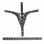 Кожаные черные трусики для страпона (Цвет: черный)