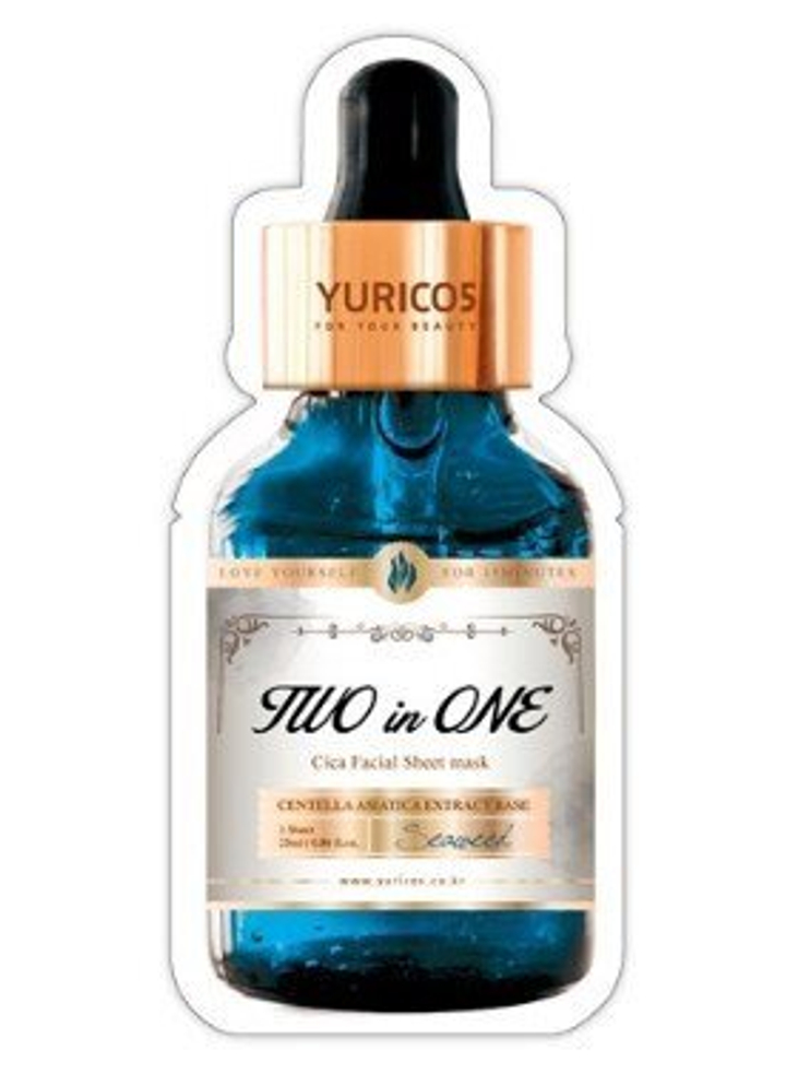 Маска для лица Yuricos Yurico5 Two in One Cica and Seaweed с Центеллой и Морскими водорослями Facial Sheet Mask 25 мл
