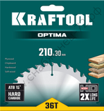 KRAFTOOL Optima 210х30мм 36Т, диск пильный по дереву
