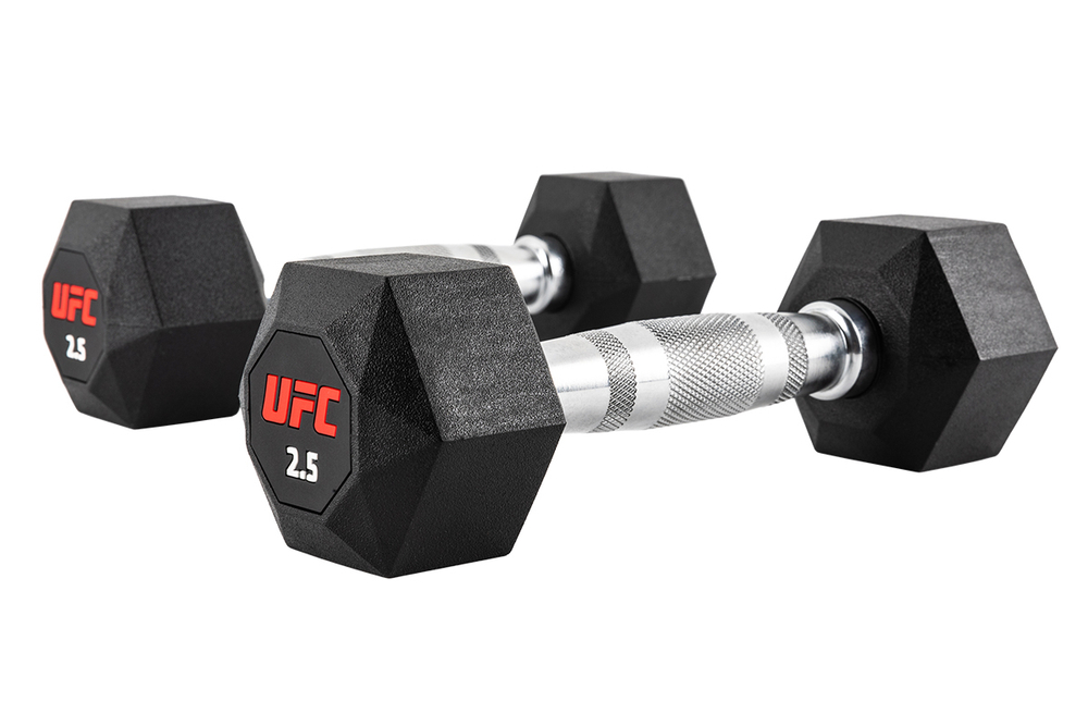 Комплект обрезиненных октагональных гантелей 10 пар от 2,5 до 25кг UFC