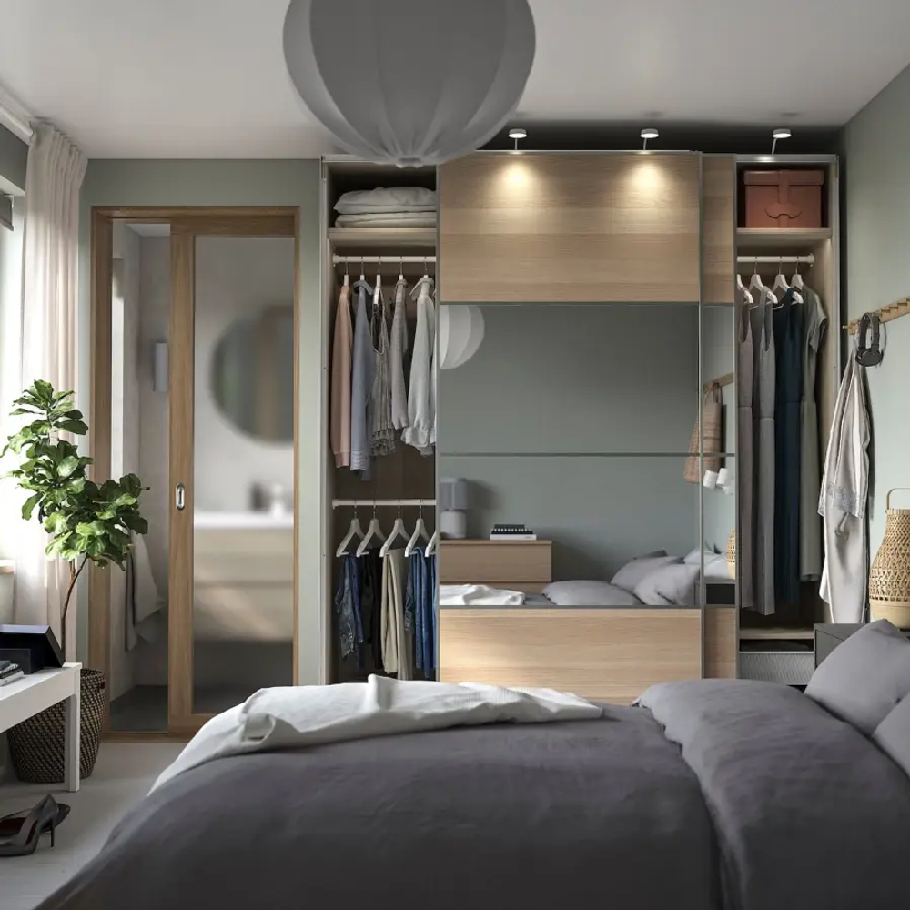 Шкаф - PAX / MEHAMN/AULI  IKEA/ ПАКС / МЕХАМН/ АУЛИ   ИКЕА, 236х200  см,под беленый дуб