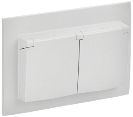 SKANDY Розетка 2-местная и крышкой 16А в сборе IP44 SK-R12W арктический белый IEK