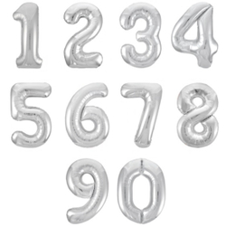 Фольгированная цифра, цвет Серебро 102 см