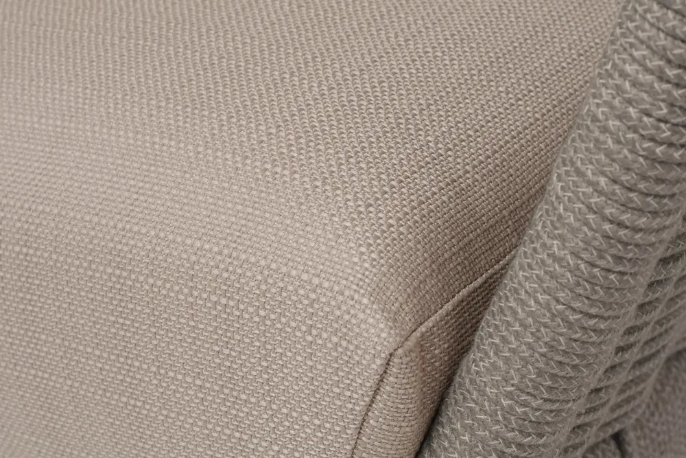 "Фиджи" диван 3-местный плетеный из роупа, каркас алюминий светло-серый (RAL7035) муар, роуп серый меланж круглый, ткань Mossle бежевая