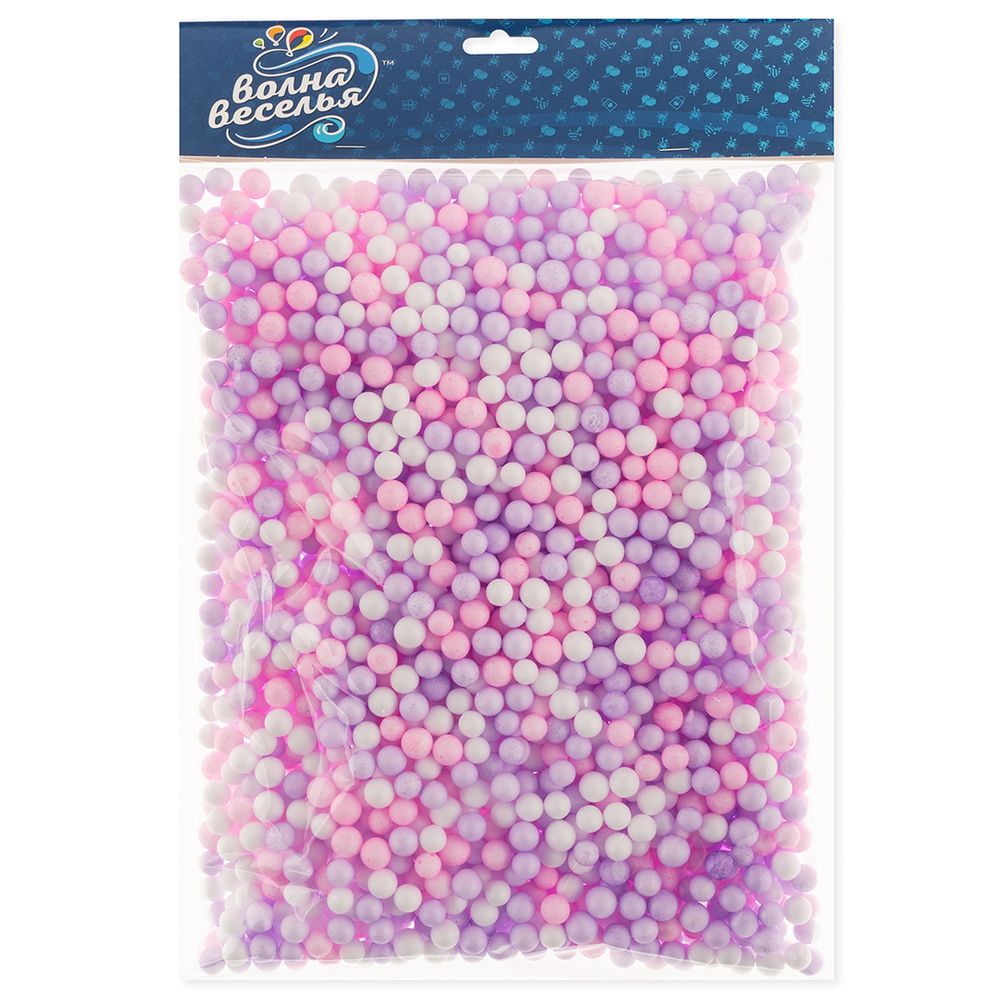 Шарики пенопласт, Цветной микс, Розовый/Сиреневый, Макарунс, 6-8 мм, 20 гр.