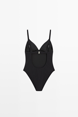 Massimo Dutti Купальник-треугольник с блестками, черный